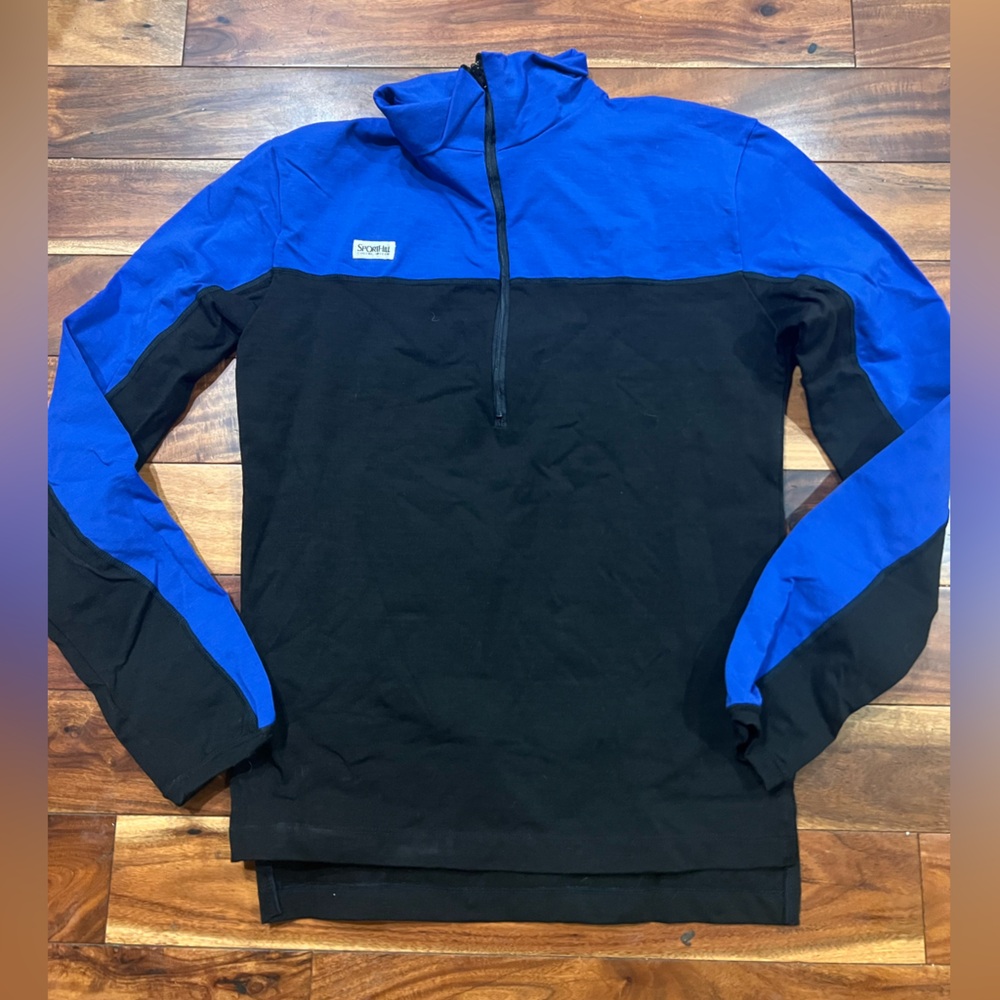 Blue and Black Quarter-Zip Pullover VTG Sporthill Ski, Run, Hike Men’s S